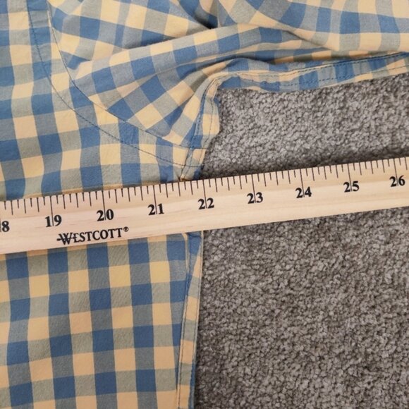 J. Crew Flex Washed Men's Button Down Plaid Shirt Yellow Blue Size Large Cotton - Picture 7 of 10